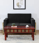 Shanti Surprise Sheesham Wood Coffee Table In Scratch Resistant Honey Oak Finish With Brass Cladding